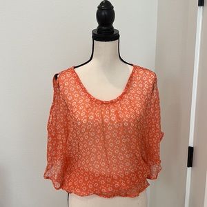 Da-Nang 100% Silk Sheer Cold Shoulder Top